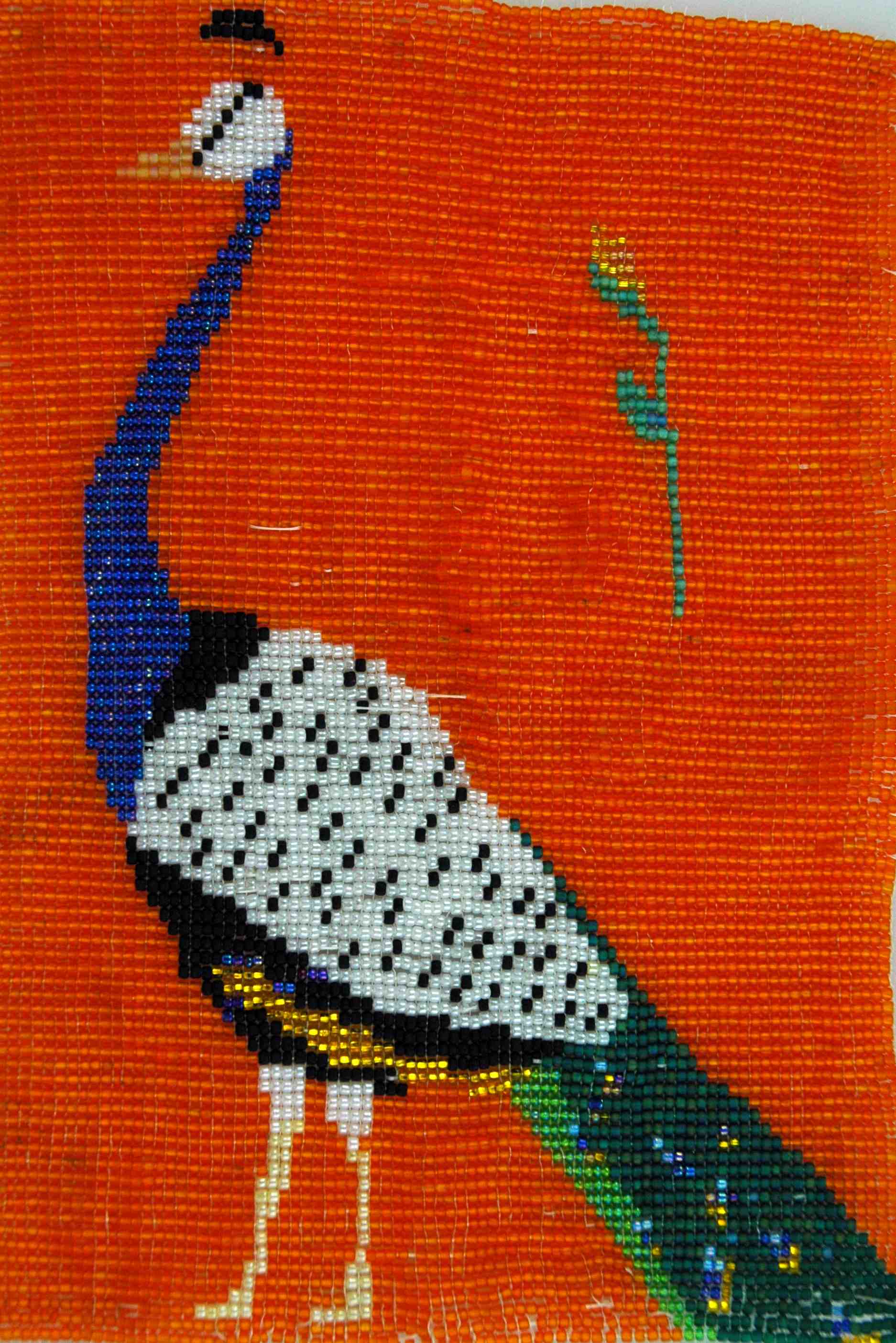 beautiful bird 11x14 bead weaving $350.00