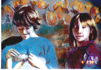 Children in the pumpkin patch